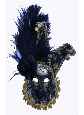 Çıngıraklı Dekoratif Tüylü Seramik Maske Siyah Renk