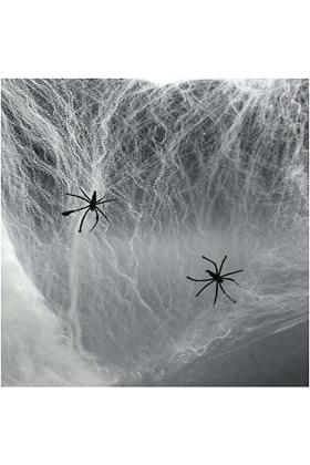 Beyaz Renk Örümcek Ağ ve Siyah Örümcekler Seti 60 gr