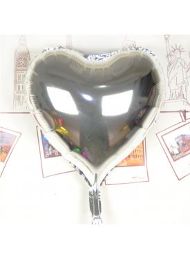 Kalp Uçan Balon Folyo Gümüş 80 cm 32 inç