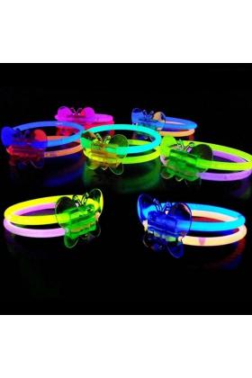 Kelebekli Glow Stick Bileklik 12 Adet