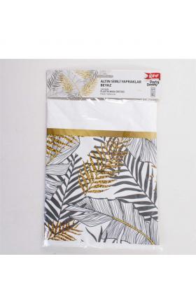 Plastik Masa Örtüsü Altın Simli Yapraklar 120x180 cm