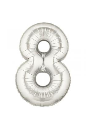 Şekilli Supershape Silver Rakam Folyo Balon 8 Numara