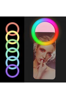 Selfie Işığı Aydınlatma Telefon Aparatı RGB Led Mandallı Telefon Bilgisayar Tablet Uyumlu