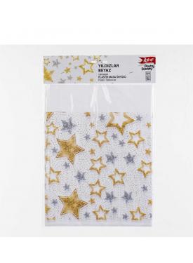 Yıldızlar Beyaz Plastik Masa Örtüsü 120x180 cm